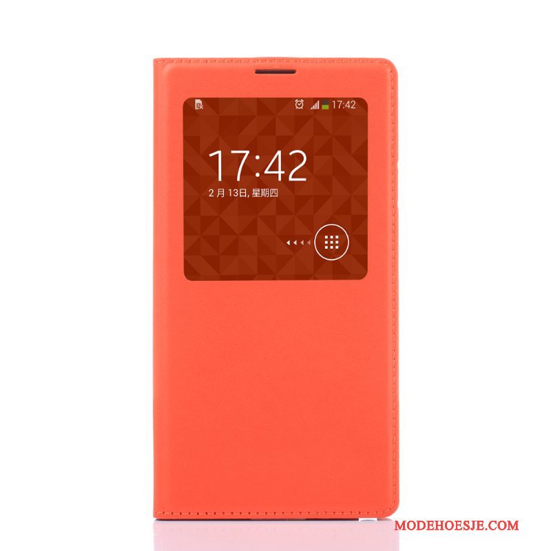 Hoesje Samsung Galaxy Note 3 Bescherming Oranje Geel, Hoes Samsung Galaxy Note 3 Leer Telefoon