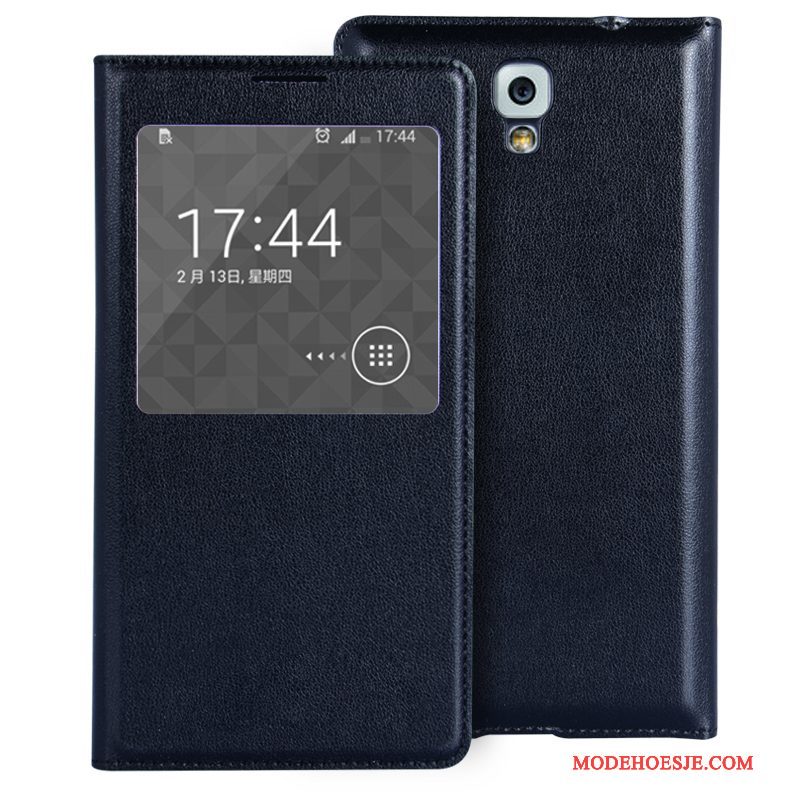 Hoesje Samsung Galaxy Note 3 Folio Purpertelefoon, Hoes Samsung Galaxy Note 3 Leer Mini