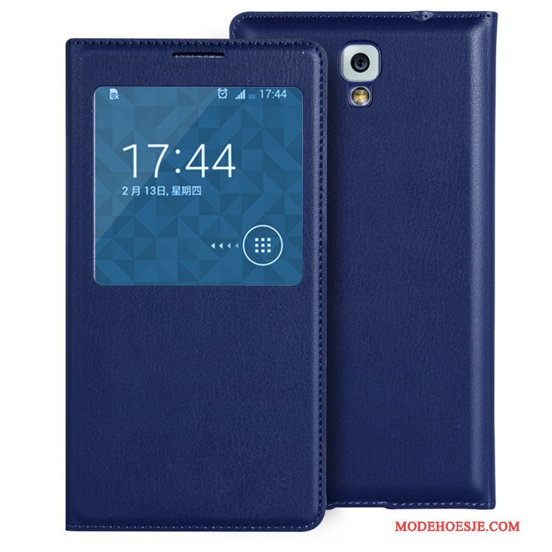 Hoesje Samsung Galaxy Note 3 Folio Purpertelefoon, Hoes Samsung Galaxy Note 3 Leer Mini