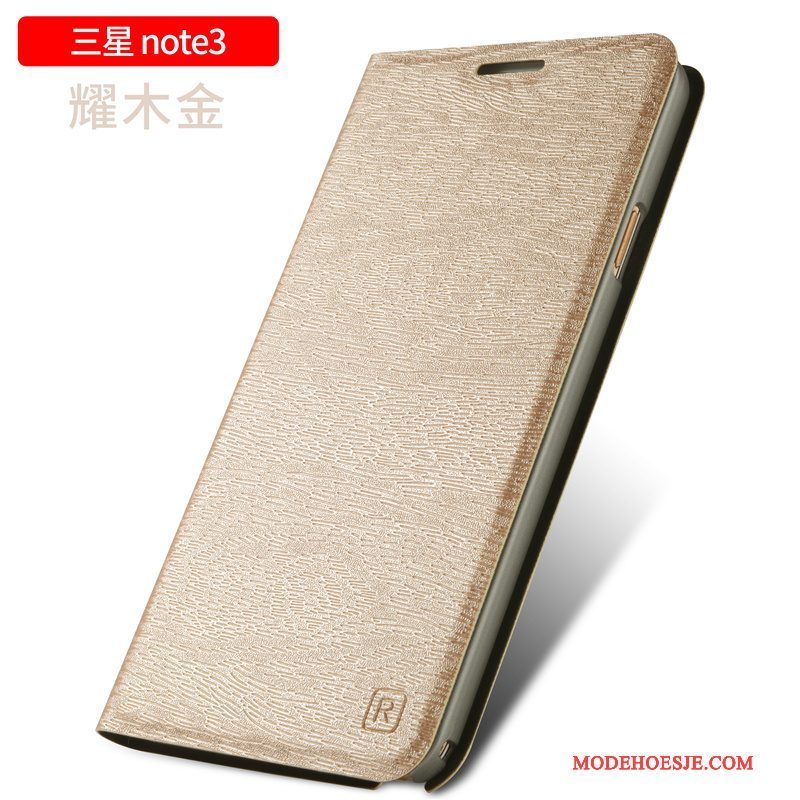 Hoesje Samsung Galaxy Note 3 Leer Anti-fall Groen, Hoes Samsung Galaxy Note 3 Folio Telefoon