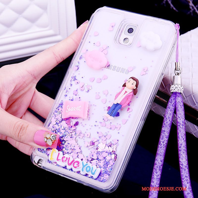 Hoesje Samsung Galaxy Note 3 Siliconen Telefoon Drijfzand, Hoes Samsung Galaxy Note 3 Bescherming Mooie Hanger