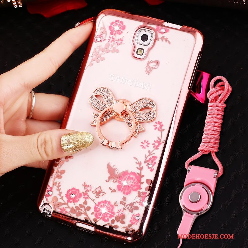 Hoesje Samsung Galaxy Note 3 Siliconen Telefoon Hanger, Hoes Samsung Galaxy Note 3 Bescherming Roze Ring