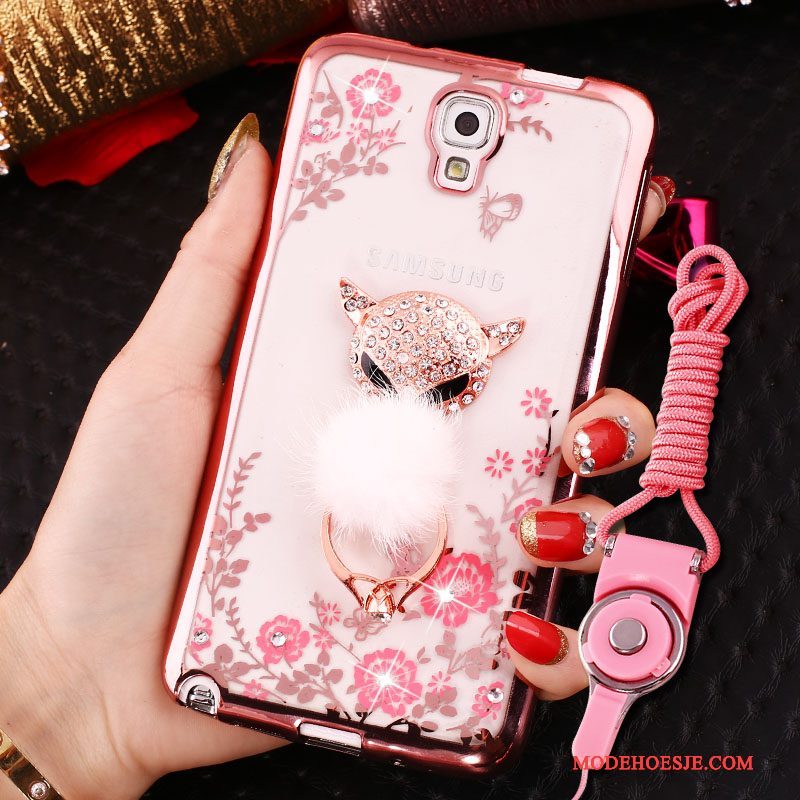 Hoesje Samsung Galaxy Note 3 Siliconen Telefoon Hanger, Hoes Samsung Galaxy Note 3 Bescherming Roze Ring