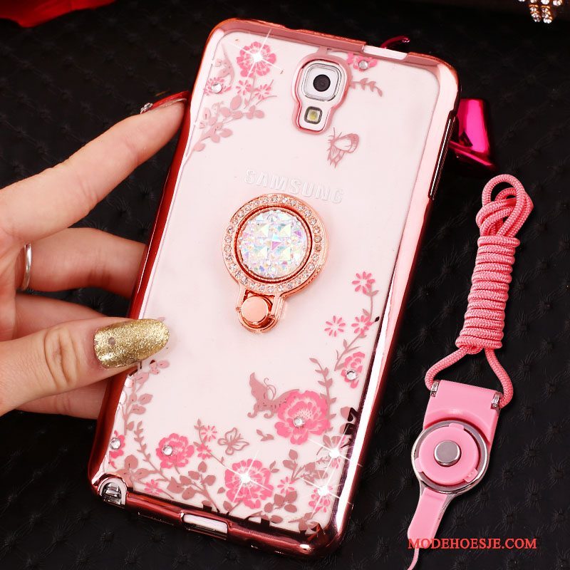 Hoesje Samsung Galaxy Note 3 Siliconen Telefoon Hanger, Hoes Samsung Galaxy Note 3 Bescherming Roze Ring