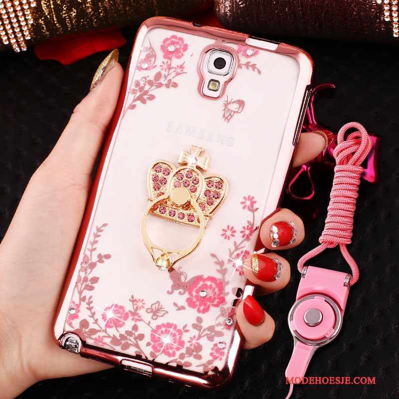 Hoesje Samsung Galaxy Note 3 Siliconen Telefoon Hanger, Hoes Samsung Galaxy Note 3 Bescherming Roze Ring