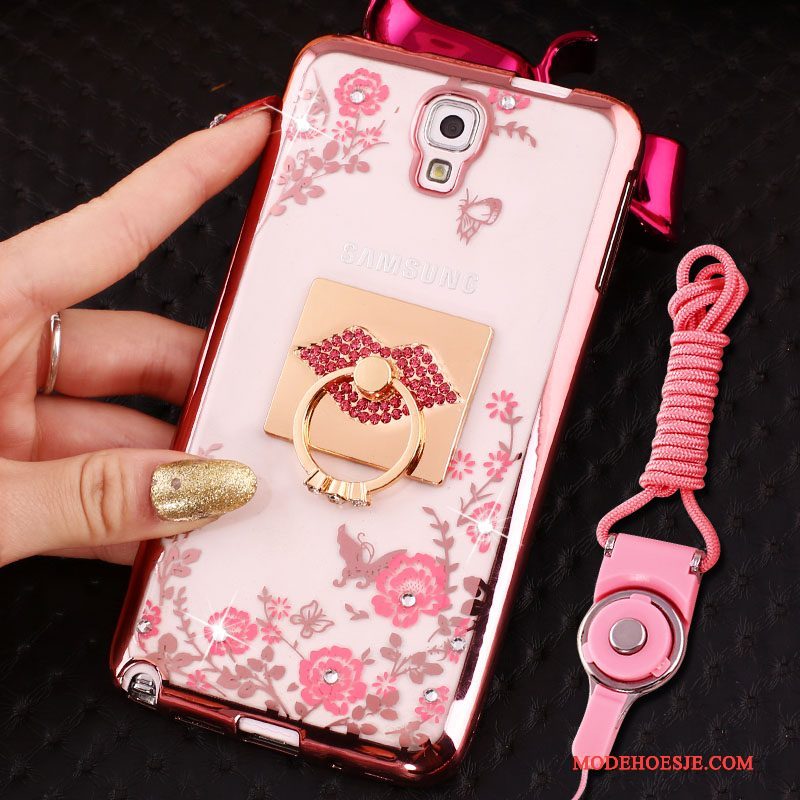 Hoesje Samsung Galaxy Note 3 Siliconen Telefoon Hanger, Hoes Samsung Galaxy Note 3 Bescherming Roze Ring