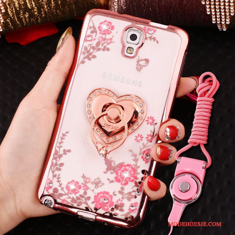 Hoesje Samsung Galaxy Note 3 Siliconen Telefoon Hanger, Hoes Samsung Galaxy Note 3 Bescherming Roze Ring