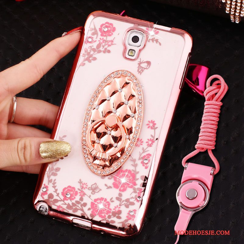 Hoesje Samsung Galaxy Note 3 Siliconen Telefoon Hanger, Hoes Samsung Galaxy Note 3 Bescherming Roze Ring