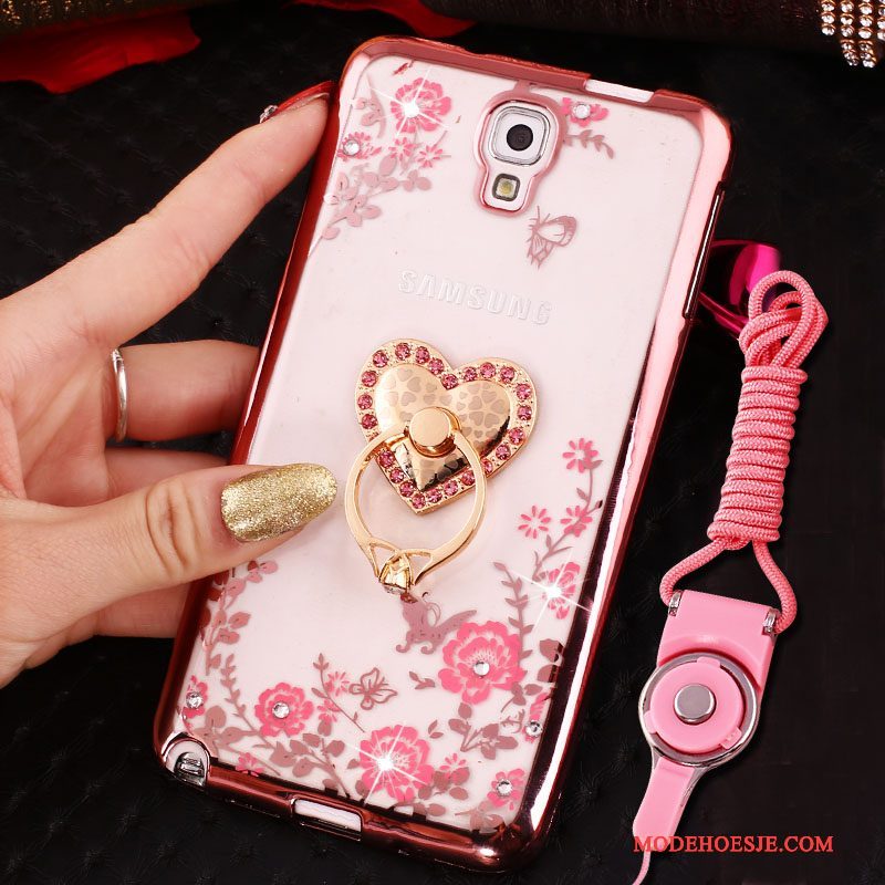 Hoesje Samsung Galaxy Note 3 Siliconen Telefoon Hanger, Hoes Samsung Galaxy Note 3 Bescherming Roze Ring