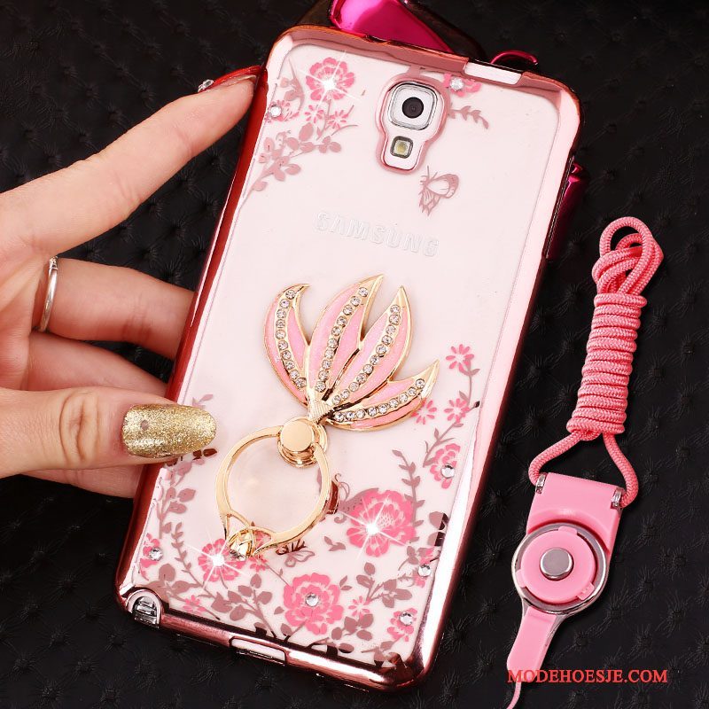 Hoesje Samsung Galaxy Note 3 Siliconen Telefoon Hanger, Hoes Samsung Galaxy Note 3 Bescherming Roze Ring