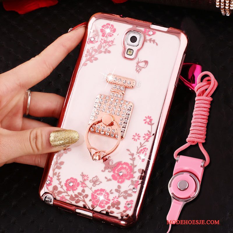 Hoesje Samsung Galaxy Note 3 Siliconen Telefoon Hanger, Hoes Samsung Galaxy Note 3 Bescherming Roze Ring