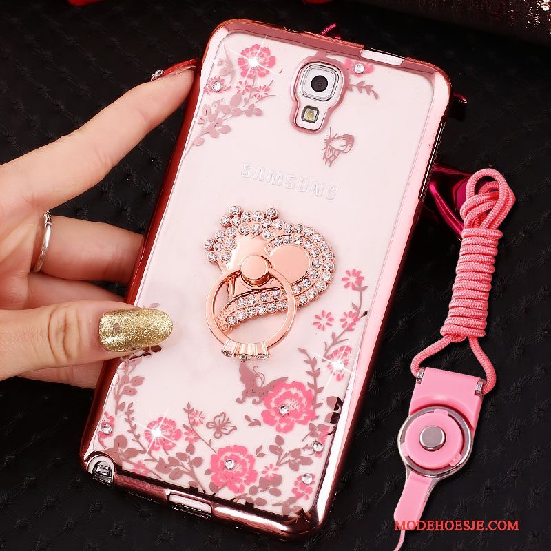 Hoesje Samsung Galaxy Note 3 Siliconen Telefoon Hanger, Hoes Samsung Galaxy Note 3 Bescherming Roze Ring