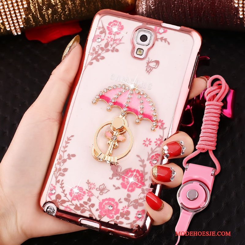 Hoesje Samsung Galaxy Note 3 Siliconen Telefoon Hanger, Hoes Samsung Galaxy Note 3 Bescherming Roze Ring