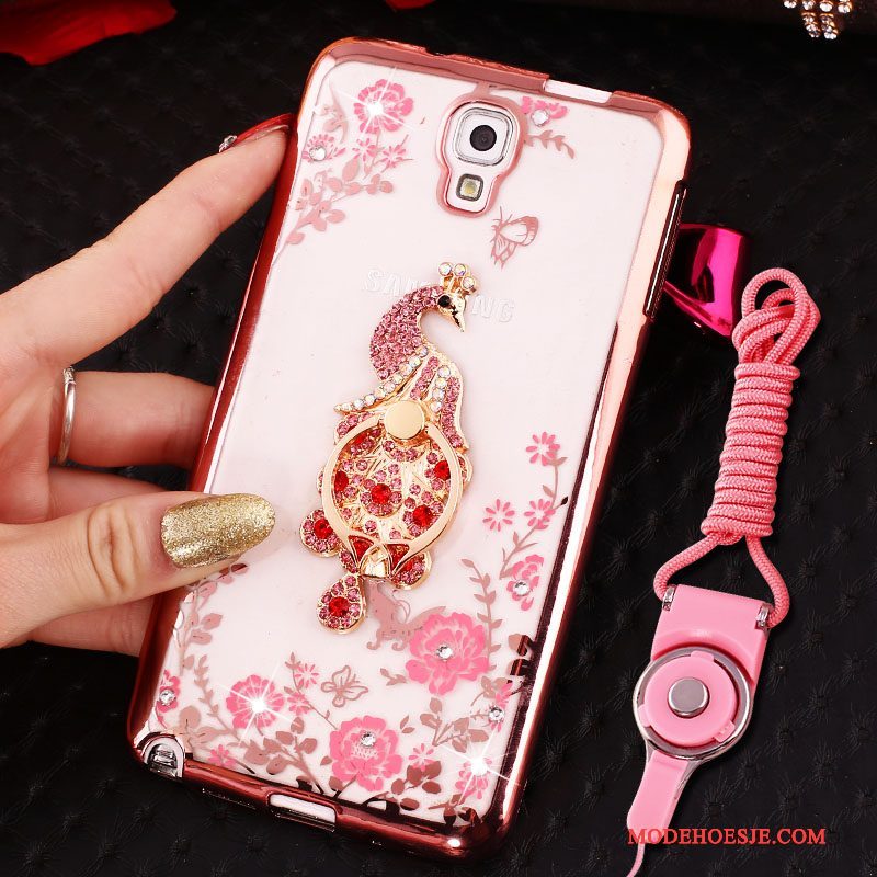 Hoesje Samsung Galaxy Note 3 Siliconen Telefoon Hanger, Hoes Samsung Galaxy Note 3 Bescherming Roze Ring