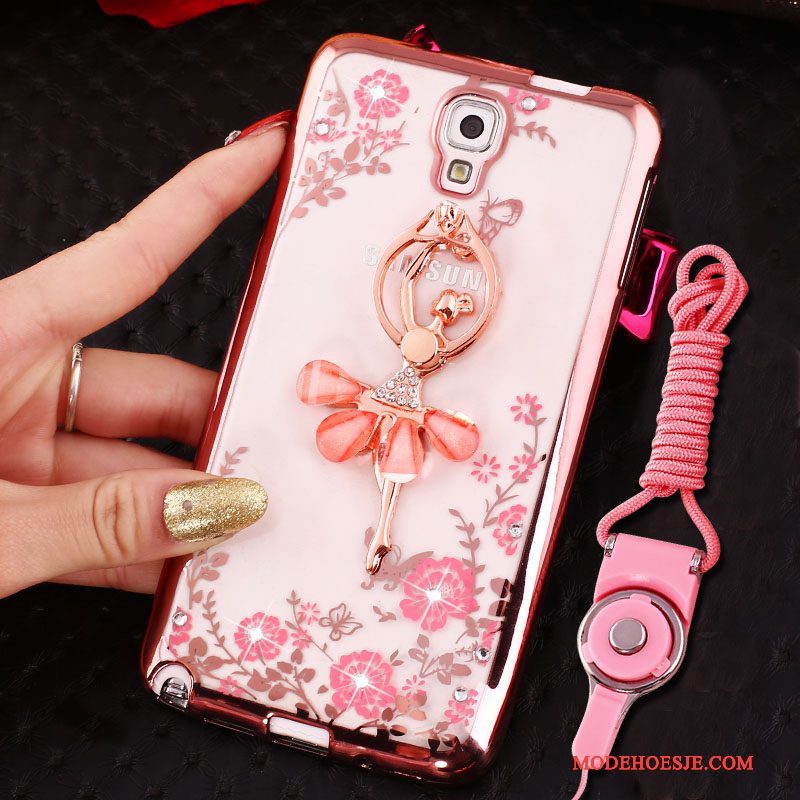 Hoesje Samsung Galaxy Note 3 Siliconen Telefoon Hanger, Hoes Samsung Galaxy Note 3 Bescherming Roze Ring