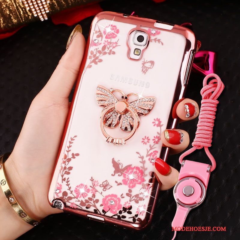 Hoesje Samsung Galaxy Note 3 Siliconen Telefoon Hanger, Hoes Samsung Galaxy Note 3 Bescherming Roze Ring