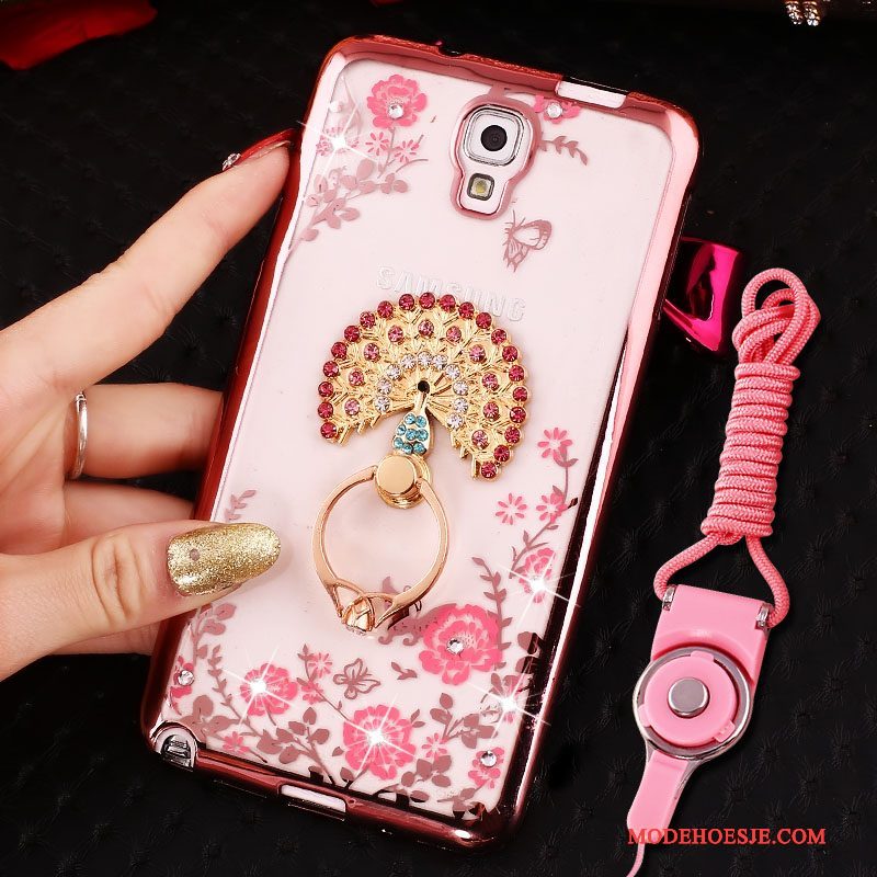 Hoesje Samsung Galaxy Note 3 Siliconen Telefoon Hanger, Hoes Samsung Galaxy Note 3 Bescherming Roze Ring