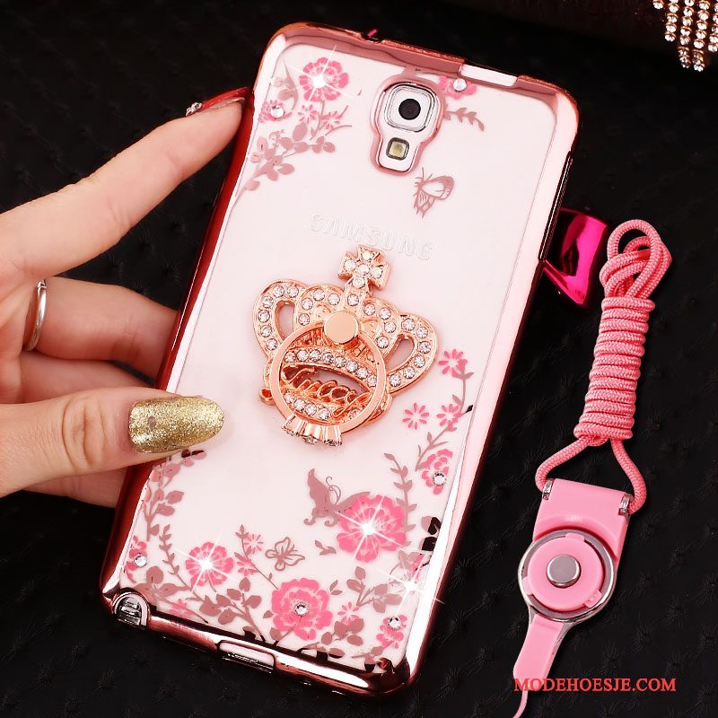 Hoesje Samsung Galaxy Note 3 Siliconen Telefoon Hanger, Hoes Samsung Galaxy Note 3 Bescherming Roze Ring