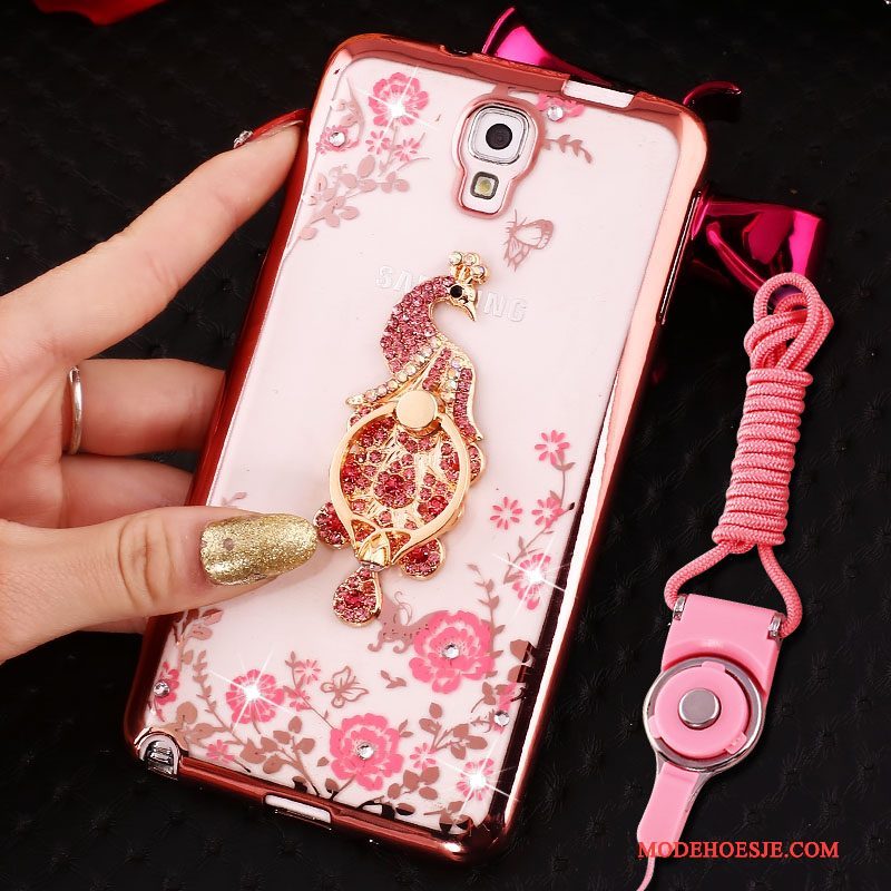 Hoesje Samsung Galaxy Note 3 Siliconen Telefoon Hanger, Hoes Samsung Galaxy Note 3 Bescherming Roze Ring