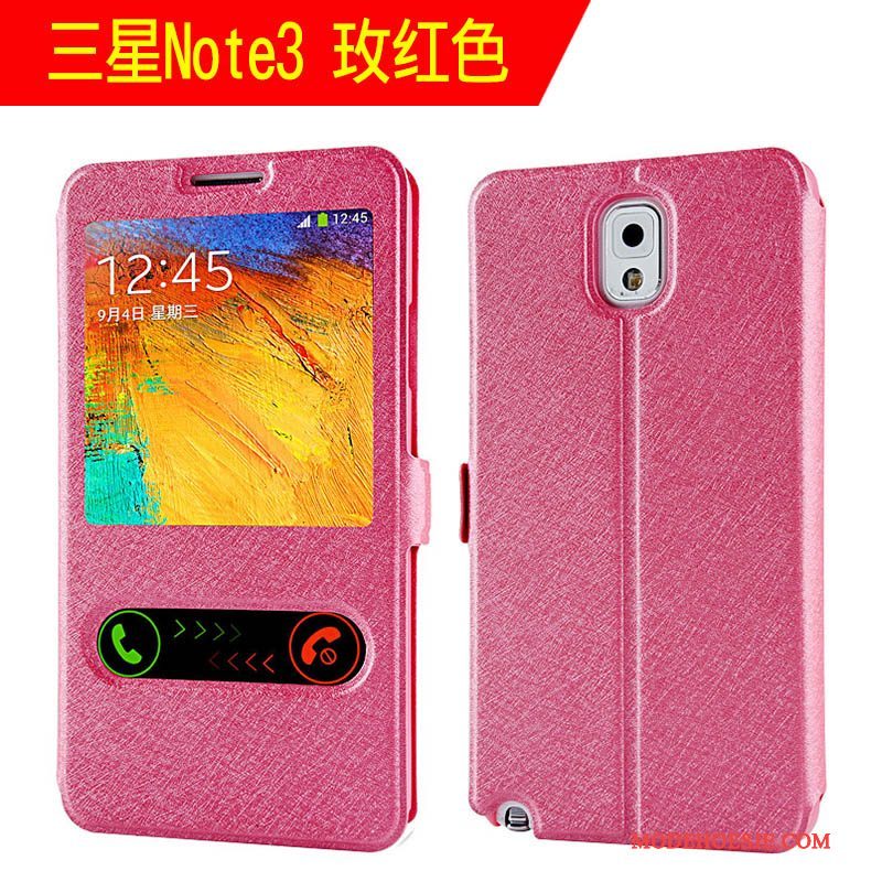 Hoesje Samsung Galaxy Note 3 Zakken Roodtelefoon, Hoes Samsung Galaxy Note 3 Folio Anti-fall Trend