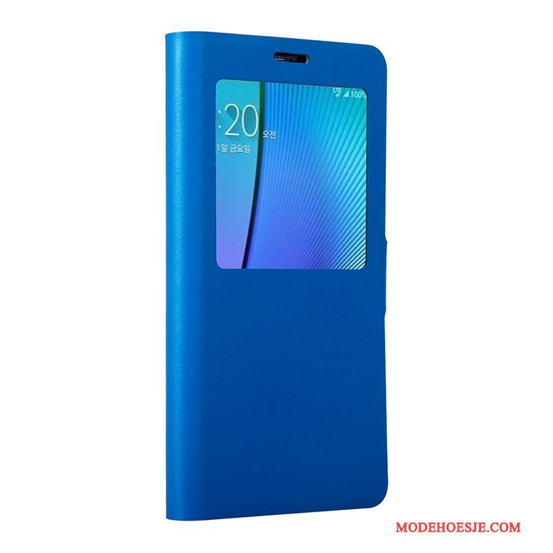 Hoesje Samsung Galaxy Note 4 Bescherming Blauwtelefoon, Hoes Samsung Galaxy Note 4 Leer