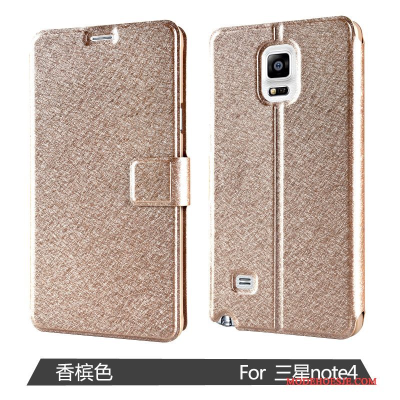 Hoesje Samsung Galaxy Note 4 Bescherming Goudtelefoon, Hoes Samsung Galaxy Note 4 Leer Anti-fall