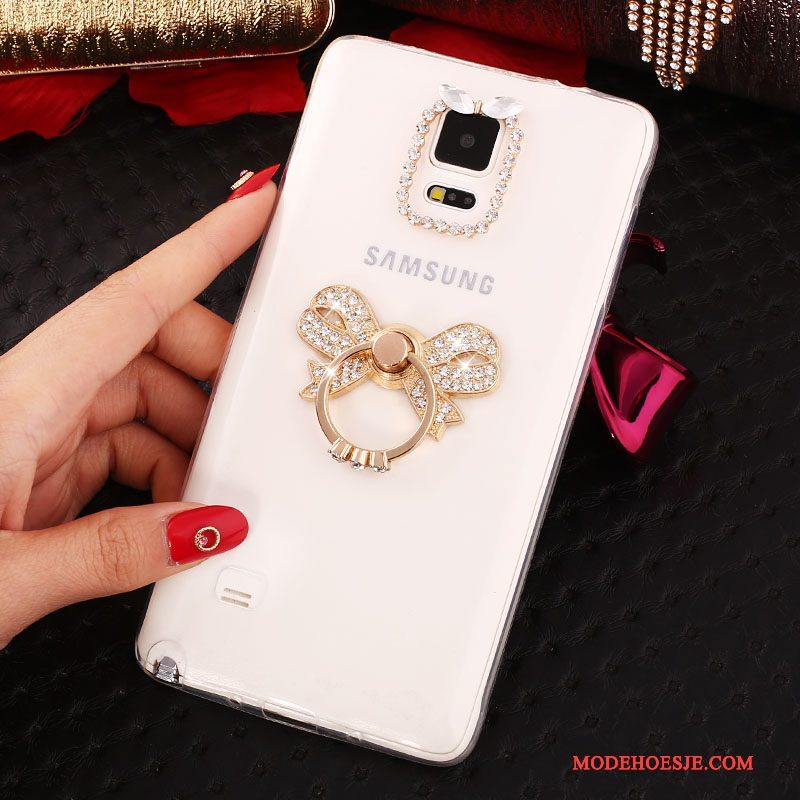 Hoesje Samsung Galaxy Note 4 Bescherming Ring Dun, Hoes Samsung Galaxy Note 4 Strass Wit Nieuw