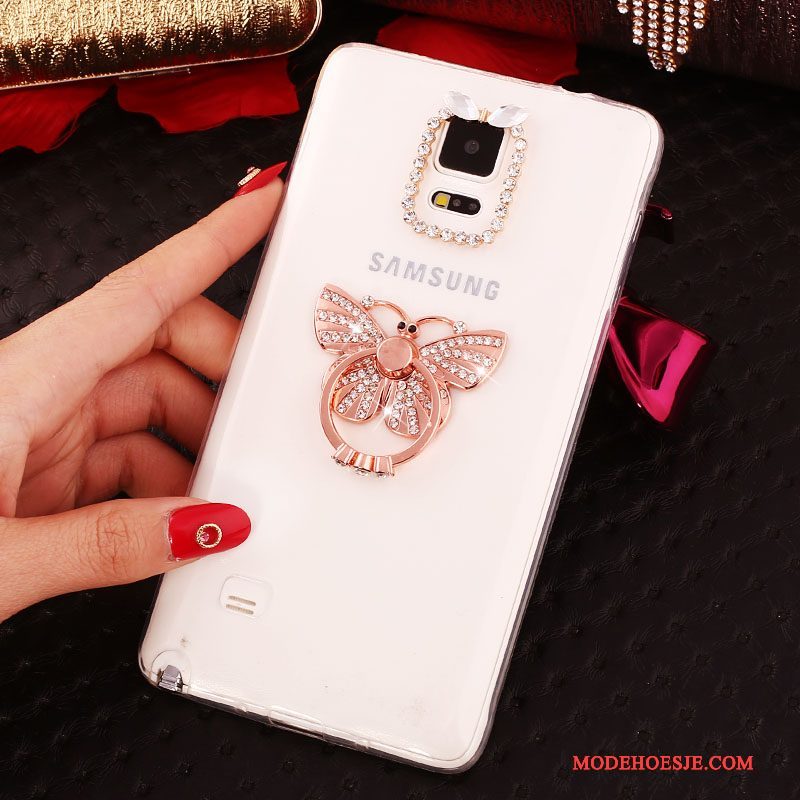 Hoesje Samsung Galaxy Note 4 Bescherming Ring Dun, Hoes Samsung Galaxy Note 4 Strass Wit Nieuw