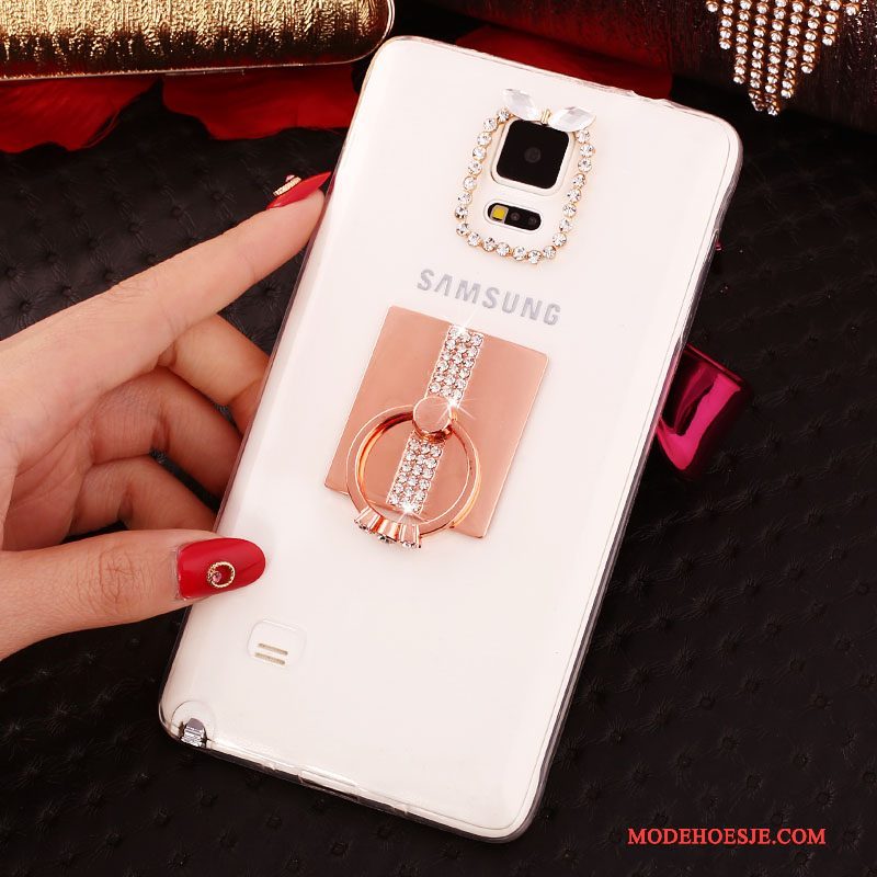 Hoesje Samsung Galaxy Note 4 Bescherming Ring Dun, Hoes Samsung Galaxy Note 4 Strass Wit Nieuw