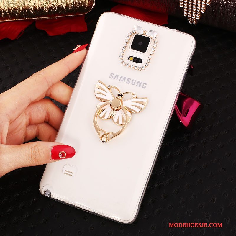 Hoesje Samsung Galaxy Note 4 Bescherming Ring Dun, Hoes Samsung Galaxy Note 4 Strass Wit Nieuw