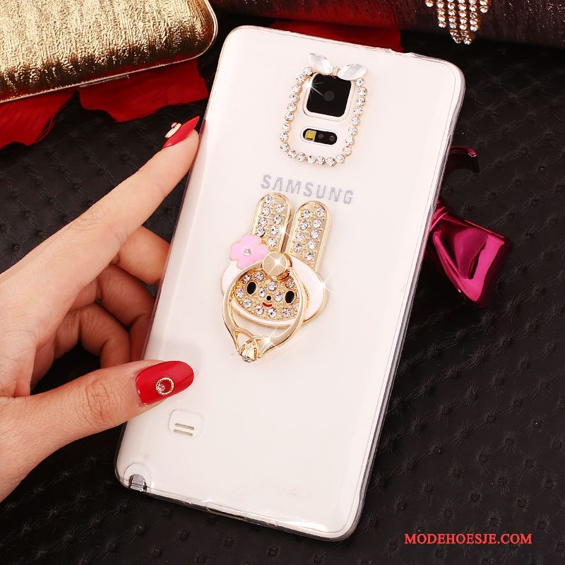 Hoesje Samsung Galaxy Note 4 Bescherming Ring Dun, Hoes Samsung Galaxy Note 4 Strass Wit Nieuw