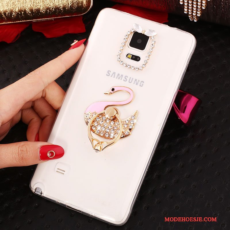 Hoesje Samsung Galaxy Note 4 Bescherming Ring Dun, Hoes Samsung Galaxy Note 4 Strass Wit Nieuw