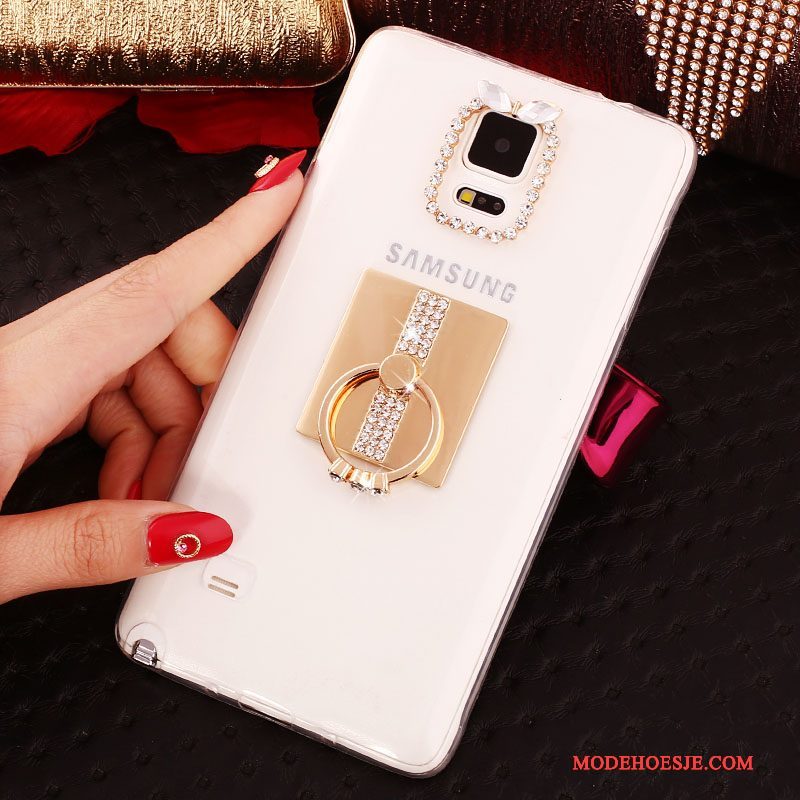 Hoesje Samsung Galaxy Note 4 Bescherming Ring Dun, Hoes Samsung Galaxy Note 4 Strass Wit Nieuw