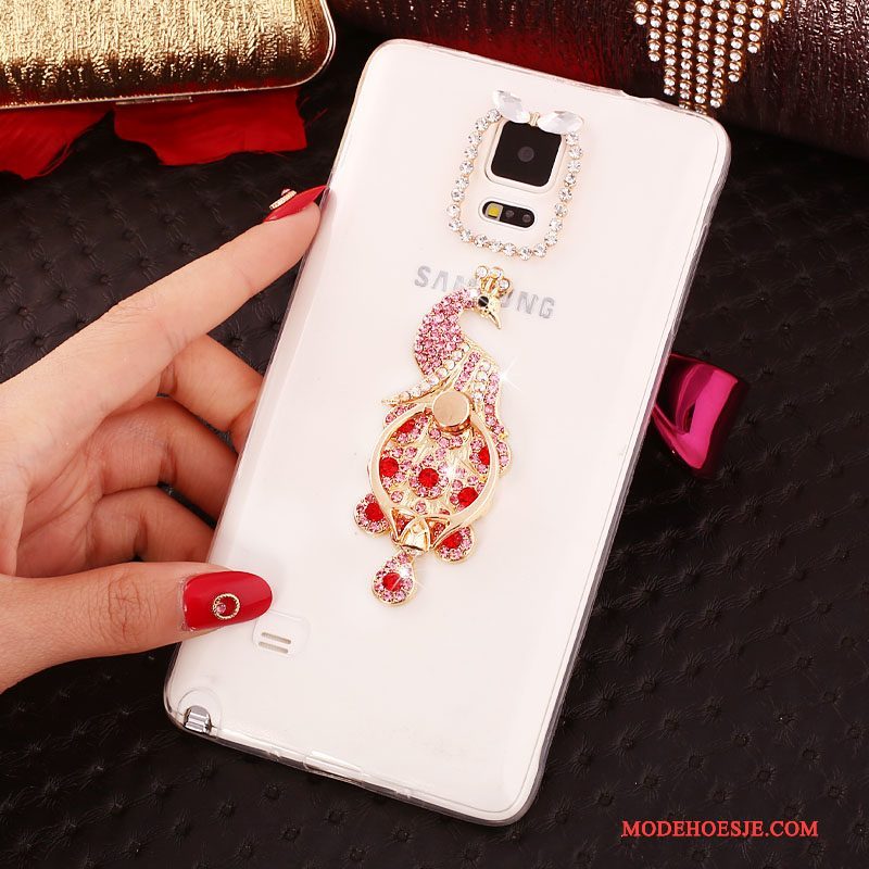 Hoesje Samsung Galaxy Note 4 Bescherming Ring Dun, Hoes Samsung Galaxy Note 4 Strass Wit Nieuw