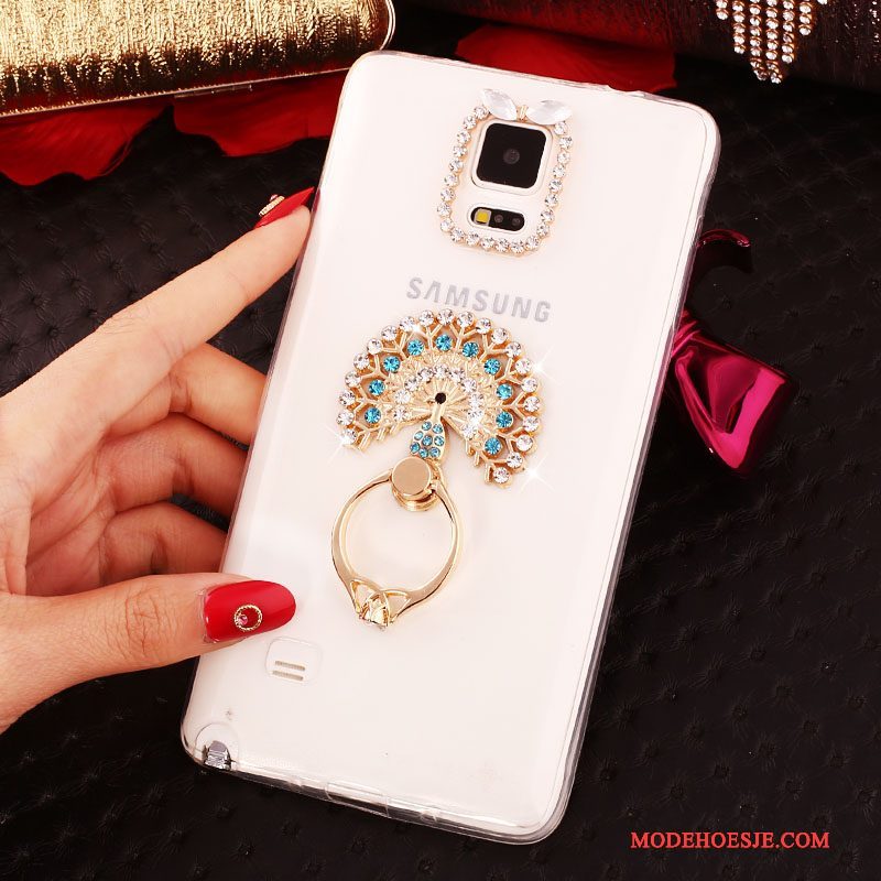 Hoesje Samsung Galaxy Note 4 Bescherming Ring Dun, Hoes Samsung Galaxy Note 4 Strass Wit Nieuw