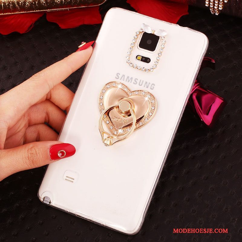 Hoesje Samsung Galaxy Note 4 Bescherming Ring Dun, Hoes Samsung Galaxy Note 4 Strass Wit Nieuw