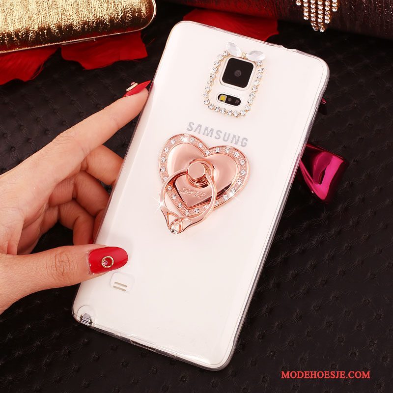 Hoesje Samsung Galaxy Note 4 Bescherming Ring Dun, Hoes Samsung Galaxy Note 4 Strass Wit Nieuw