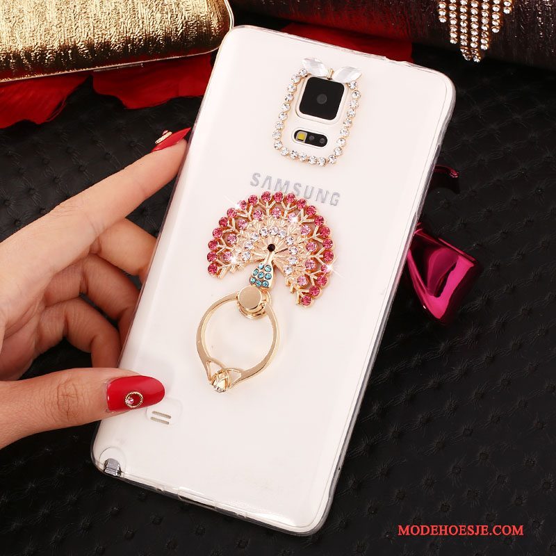 Hoesje Samsung Galaxy Note 4 Bescherming Ring Dun, Hoes Samsung Galaxy Note 4 Strass Wit Nieuw