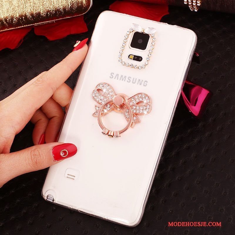 Hoesje Samsung Galaxy Note 4 Bescherming Ring Dun, Hoes Samsung Galaxy Note 4 Strass Wit Nieuw