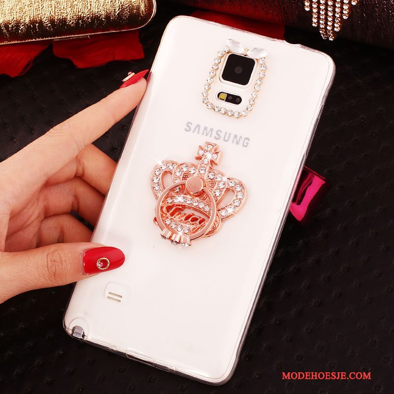 Hoesje Samsung Galaxy Note 4 Bescherming Ring Dun, Hoes Samsung Galaxy Note 4 Strass Wit Nieuw