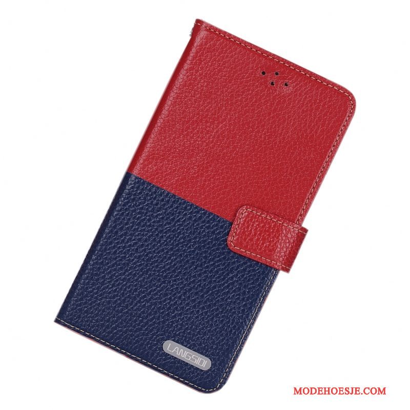 Hoesje Samsung Galaxy Note 4 Bescherming Telefoon Eenvoudige, Hoes Samsung Galaxy Note 4 Folio Anti-fall Donkerblauw