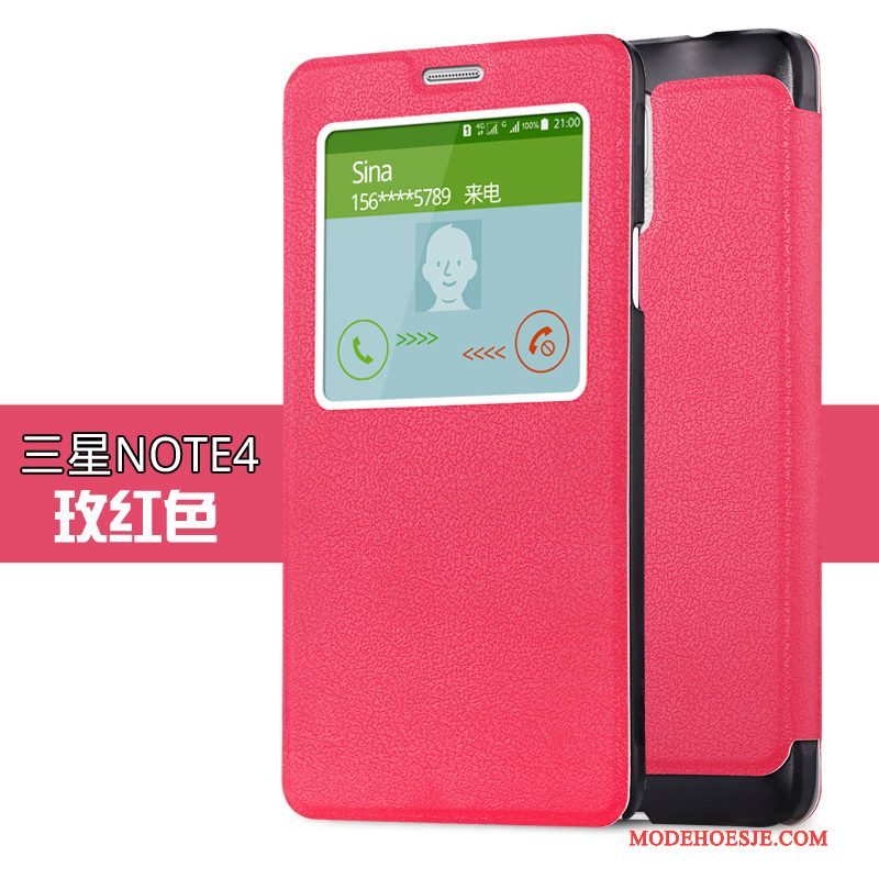 Hoesje Samsung Galaxy Note 4 Leer Anti-falltelefoon, Hoes Samsung Galaxy Note 4 Folio