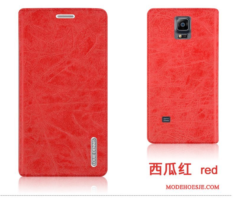 Hoesje Samsung Galaxy Note 4 Leer Telefoon Rood, Hoes Samsung Galaxy Note 4 Bescherming Duurzaam