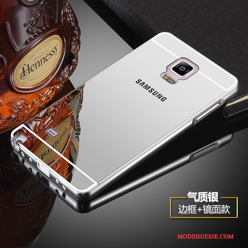 Hoesje Samsung Galaxy Note 4 Metaal Zilver Anti-fall, Hoes Samsung Galaxy Note 4 Bescherming Telefoon Spiegel