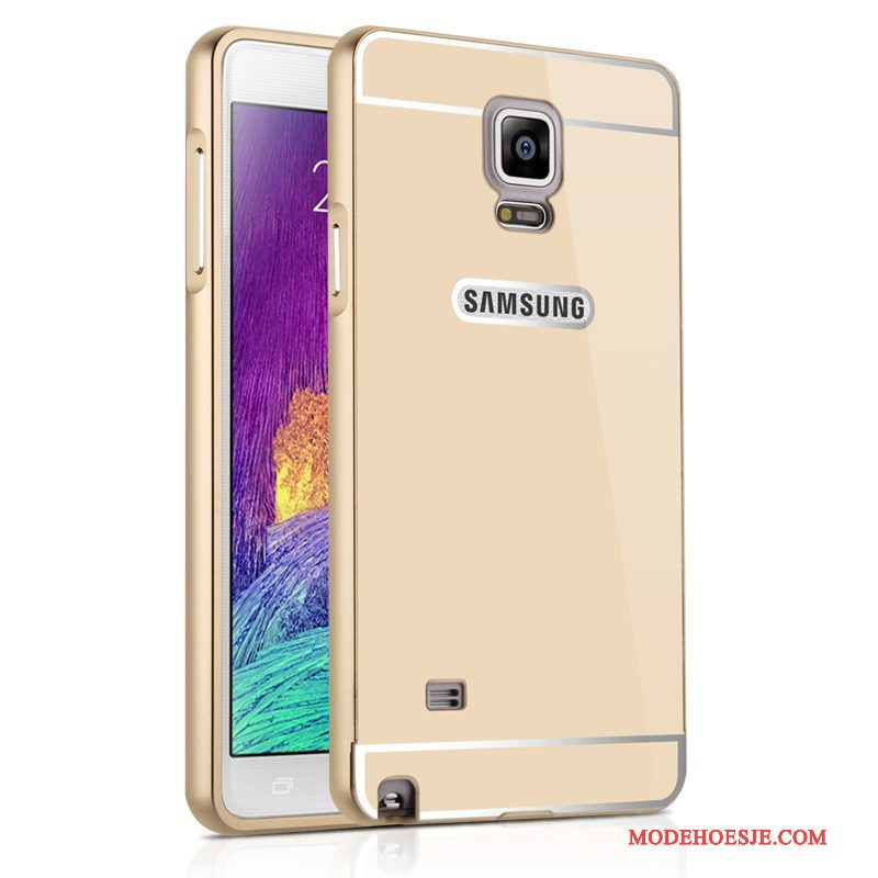 Hoesje Samsung Galaxy Note 4 Metaal Zilver Anti-fall, Hoes Samsung Galaxy Note 4 Bescherming Telefoon Spiegel