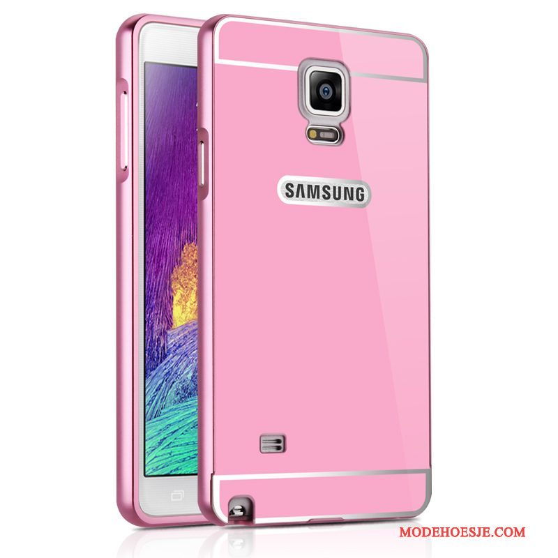 Hoesje Samsung Galaxy Note 4 Metaal Zilver Anti-fall, Hoes Samsung Galaxy Note 4 Bescherming Telefoon Spiegel