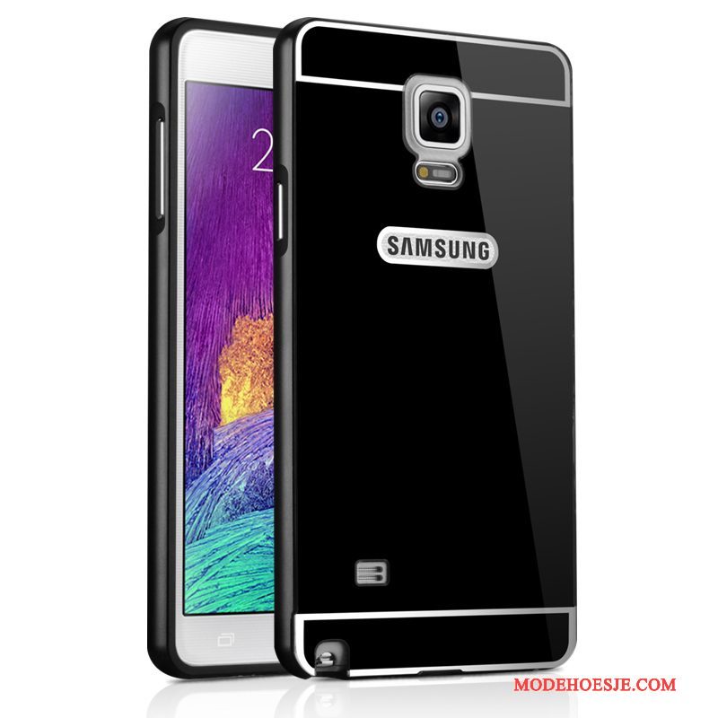 Hoesje Samsung Galaxy Note 4 Metaal Zilver Anti-fall, Hoes Samsung Galaxy Note 4 Bescherming Telefoon Spiegel