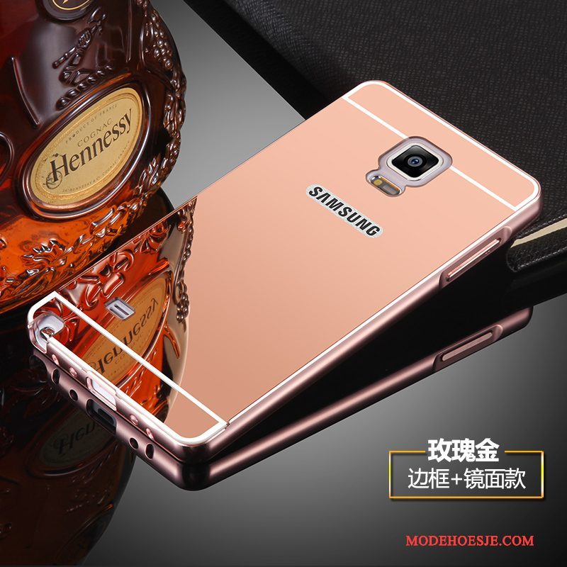 Hoesje Samsung Galaxy Note 4 Metaal Zilver Anti-fall, Hoes Samsung Galaxy Note 4 Bescherming Telefoon Spiegel