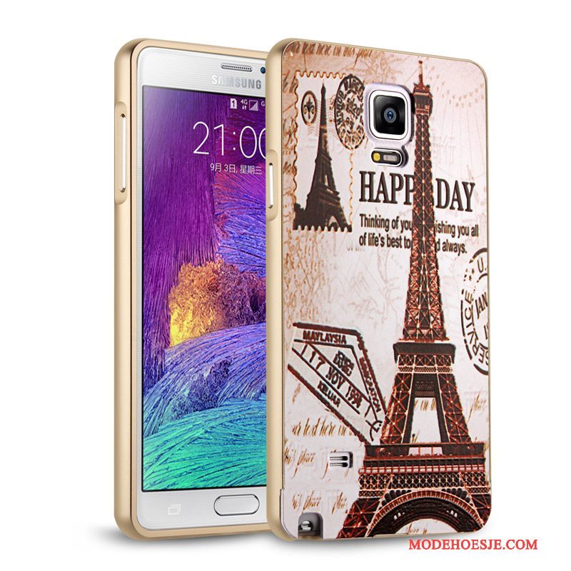 Hoesje Samsung Galaxy Note 4 Metaal Zilver Anti-fall, Hoes Samsung Galaxy Note 4 Bescherming Telefoon Spiegel