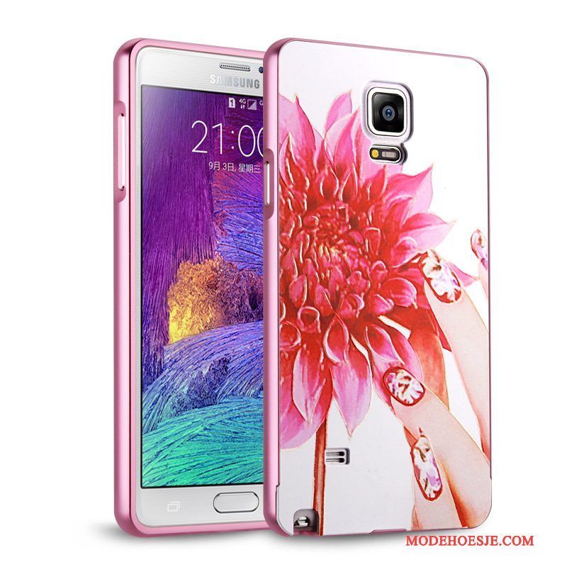 Hoesje Samsung Galaxy Note 4 Metaal Zilver Anti-fall, Hoes Samsung Galaxy Note 4 Bescherming Telefoon Spiegel